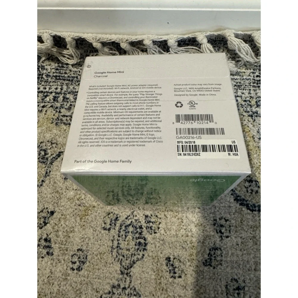 Google Home Mini Smart Speaker New In Box Charcoal